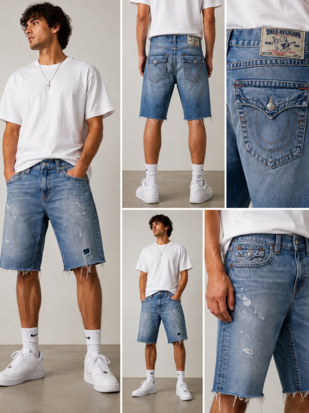 True Religion Distressed Denim Cutoff Shorts Men’s 38 USA Made Straight Fit